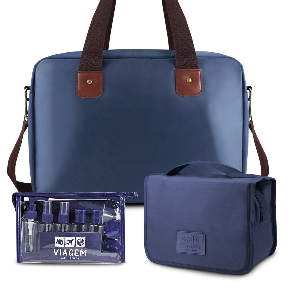 Kit Bolsa de Viagem + Necessaire + Frascos de Viagem 10 pcs