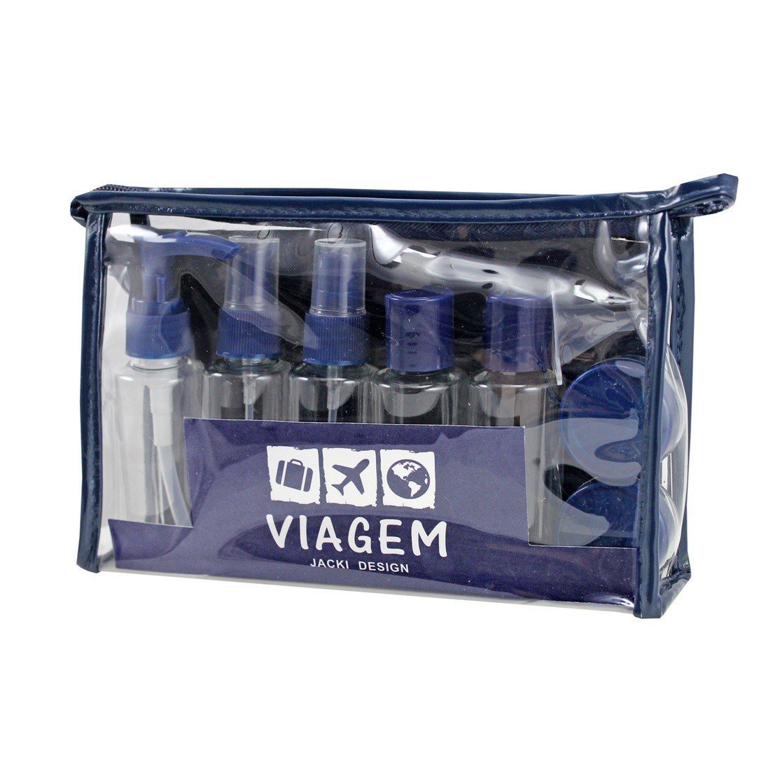 Kit Bolsa de Viagem + Necessaire + Frascos de Viagem 10 pcs Azul 7
