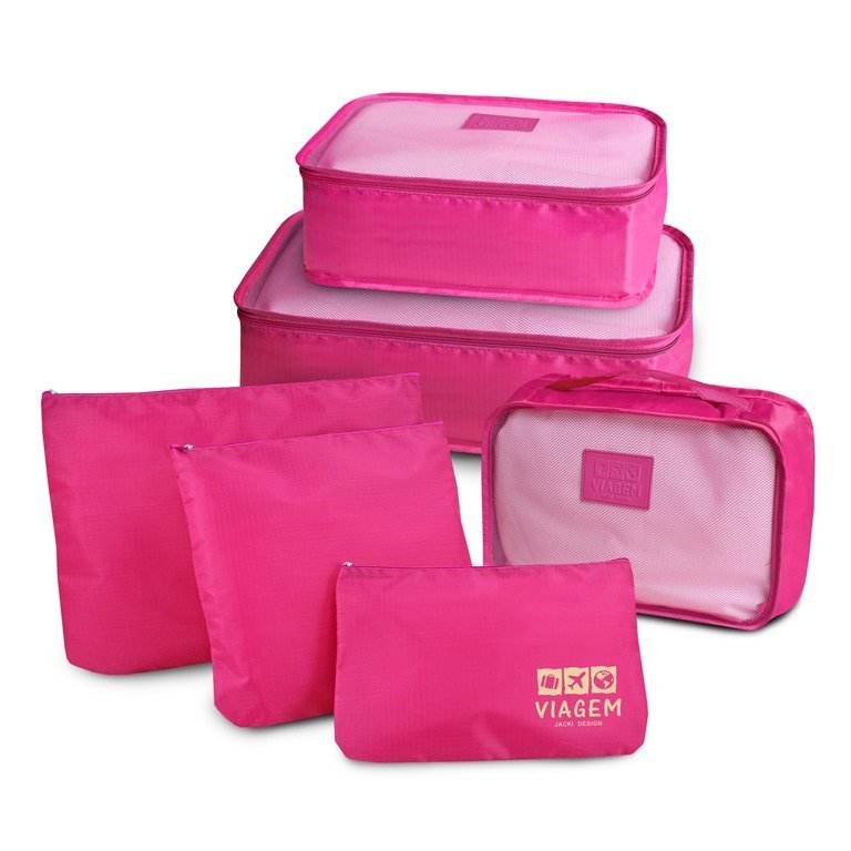 Kit Organizador de Malas 6 pcs + Necessaire Rocambole Pink 5