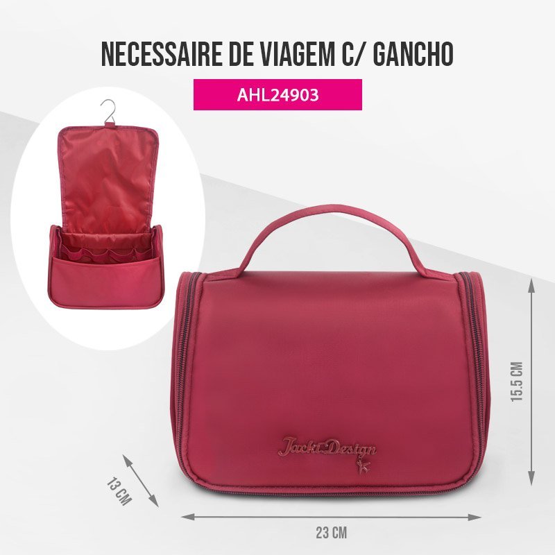 Kit Organizador de Malas 6 pcs + Necessaire c/ Gancho Vinho 2