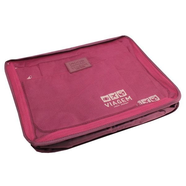 Kit Organizador de Malas 6 pcs + Necessaire c/ Gancho Vinho 8