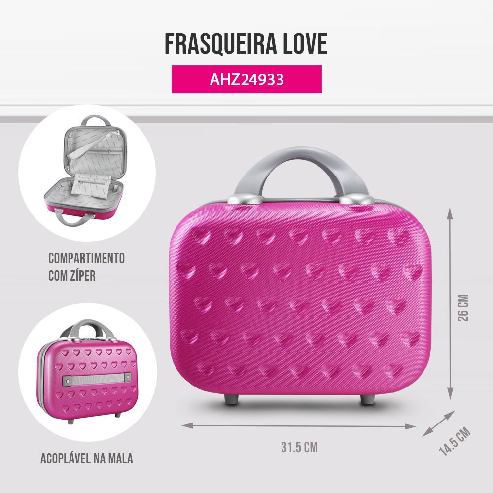Conjunto de Mala e Frasqueira Love - Jacki Design Pink Pink 11