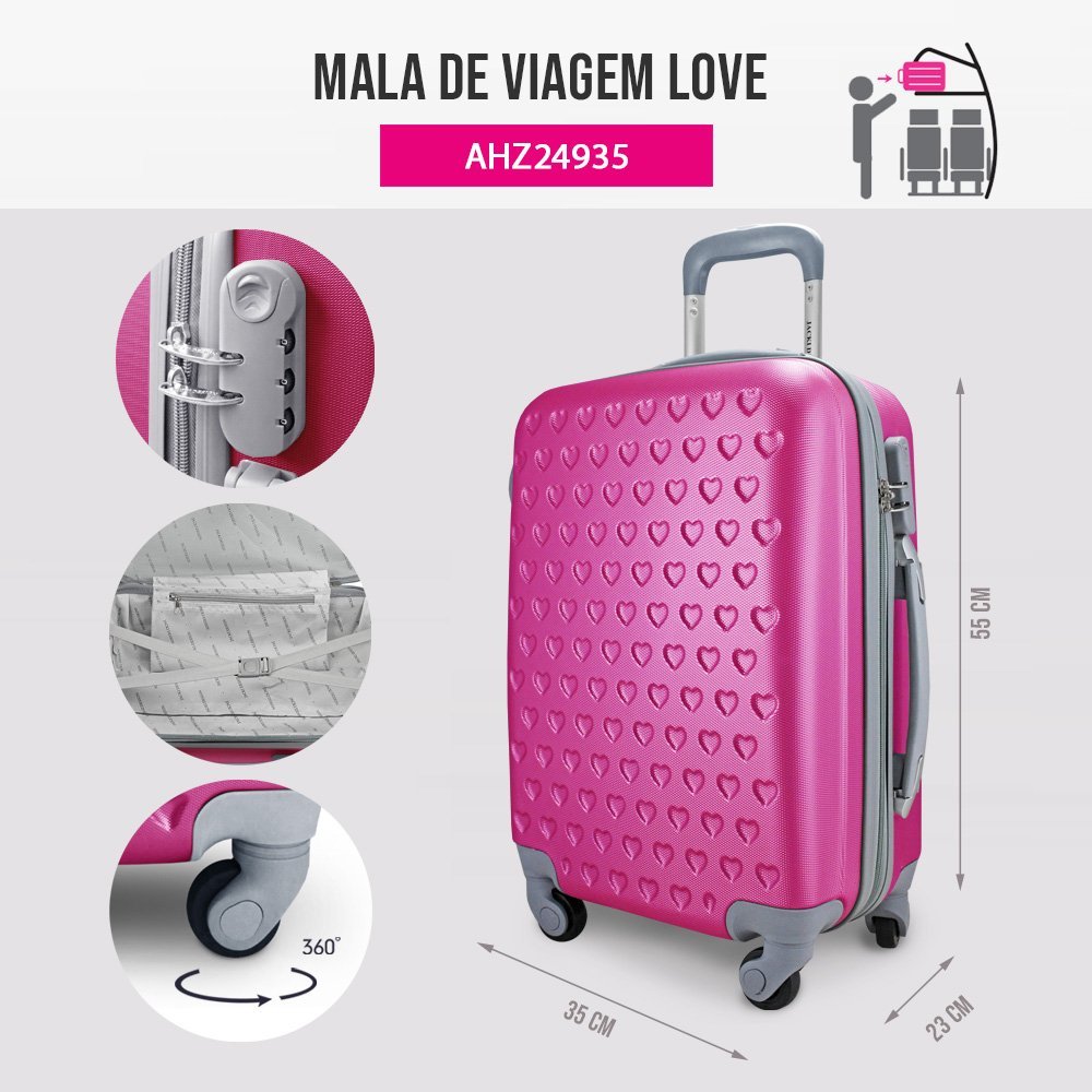 Conjunto de Mala e Frasqueira Love - Jacki Design Pink Pink 6