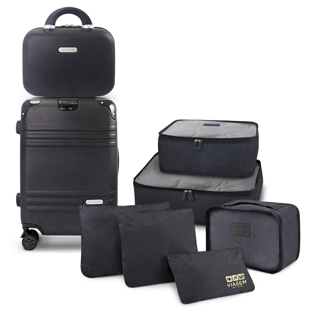 Kit Mala de Bordo, Frasqueira e Organizadores de Mala ELITE Preta Preto 9