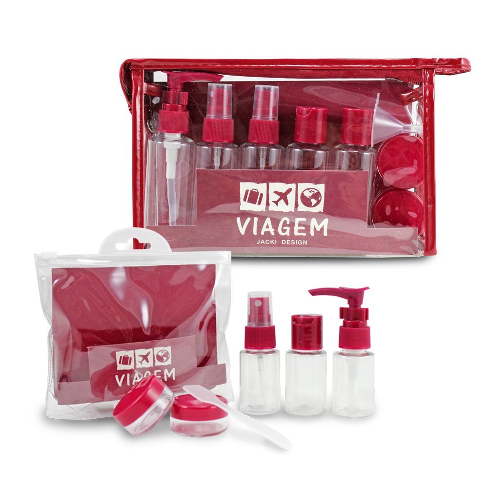 2 Kits de Frascos para Viagem - 7 Peças e 10 Peças - Jacki Design Vinho 1