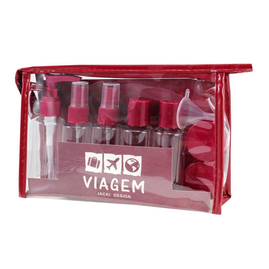 2 Kits de Frascos para Viagem - 7 Peças e 10 Peças - Jacki Design Vinho 4
