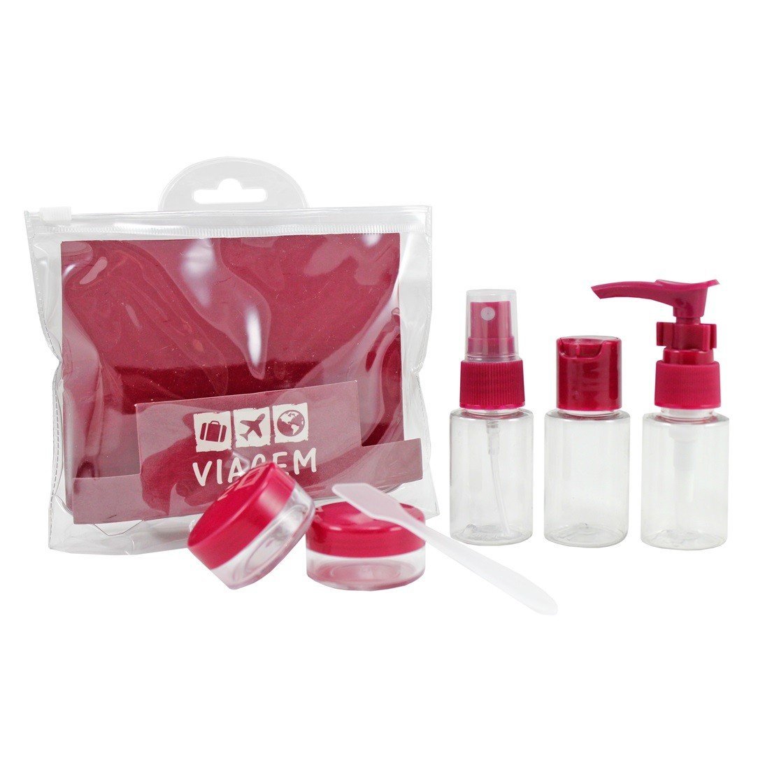 2 Kits de Frascos para Viagem - 7 Peças e 10 Peças - Jacki Design Vinho 7