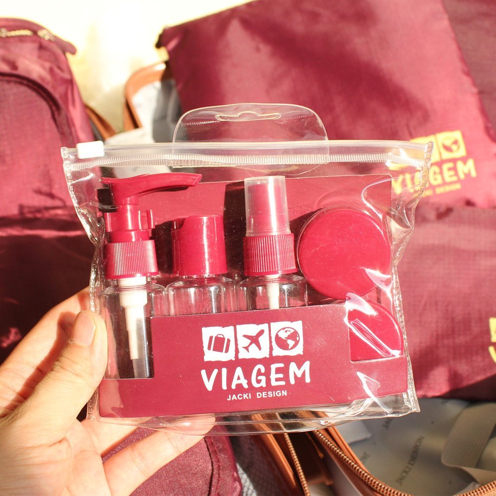 2 Kits de Frascos para Viagem - 7 Peças e 10 Peças - Jacki Design Vinho 8