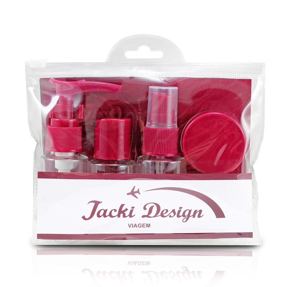 2 Kit de Frascos p/ Viagem de 7 Peças - Jacki Design Vinho / Rosa Vinho/Cinza 2