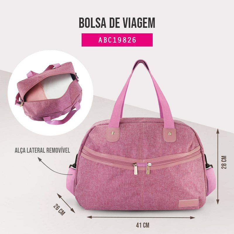 Bolsa de Viagem/ Academia, Necessaire Envelope, Porta Sapatos - Jacki Design  Azul Rosa 10