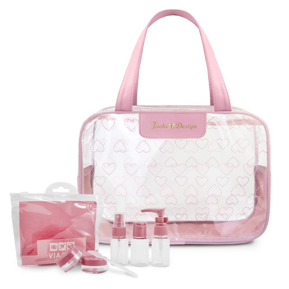 Kit de Bolsa Transparente e Frascos de Viagem de 7 Peças