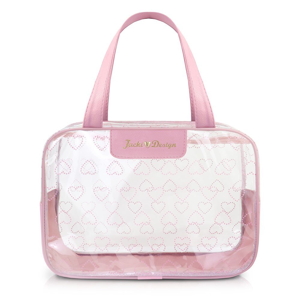 Kit de Bolsa Transparente e Frascos de Viagem de 7 Peças Rosa 2