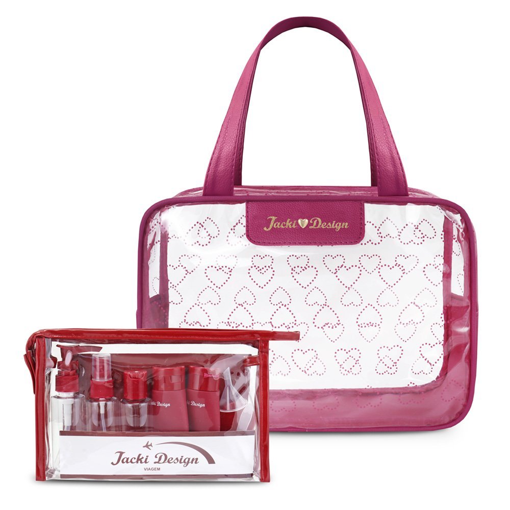 Kit de Bolsa Transparente e Frascos de Viagem de 10 Peças