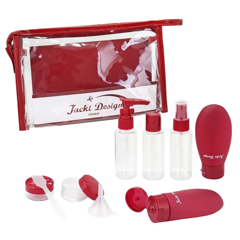 Kit de Bolsa Transparente e Frascos de Viagem de 10 Peças Vinho 7