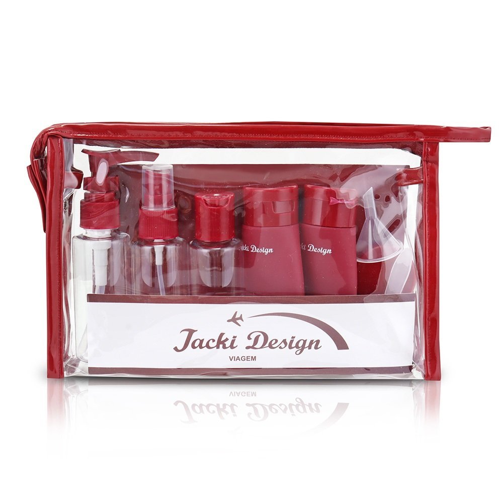Kit de Bolsa Transparente e Frascos de Viagem de 10 Peças Vinho 8