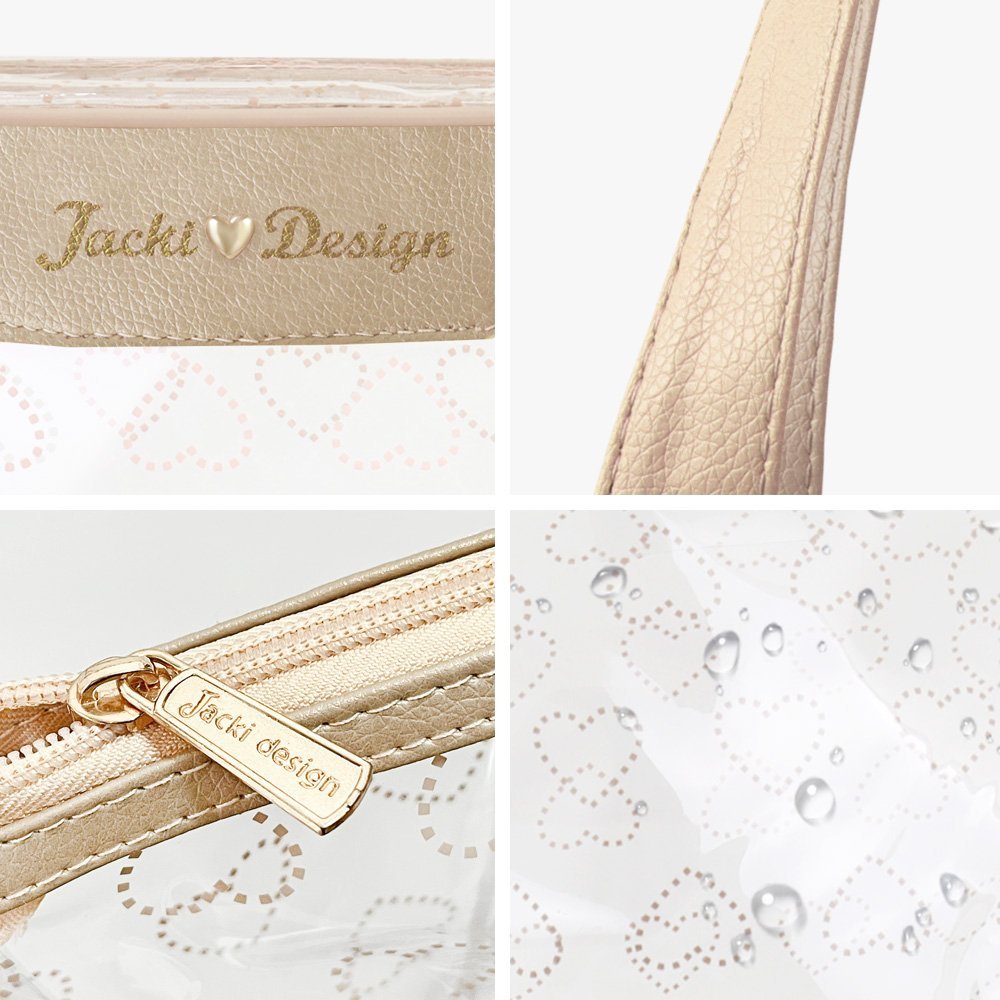 Kit de Bolsa Transparente e Frascos de Viagem de 7 Peças Bege 2