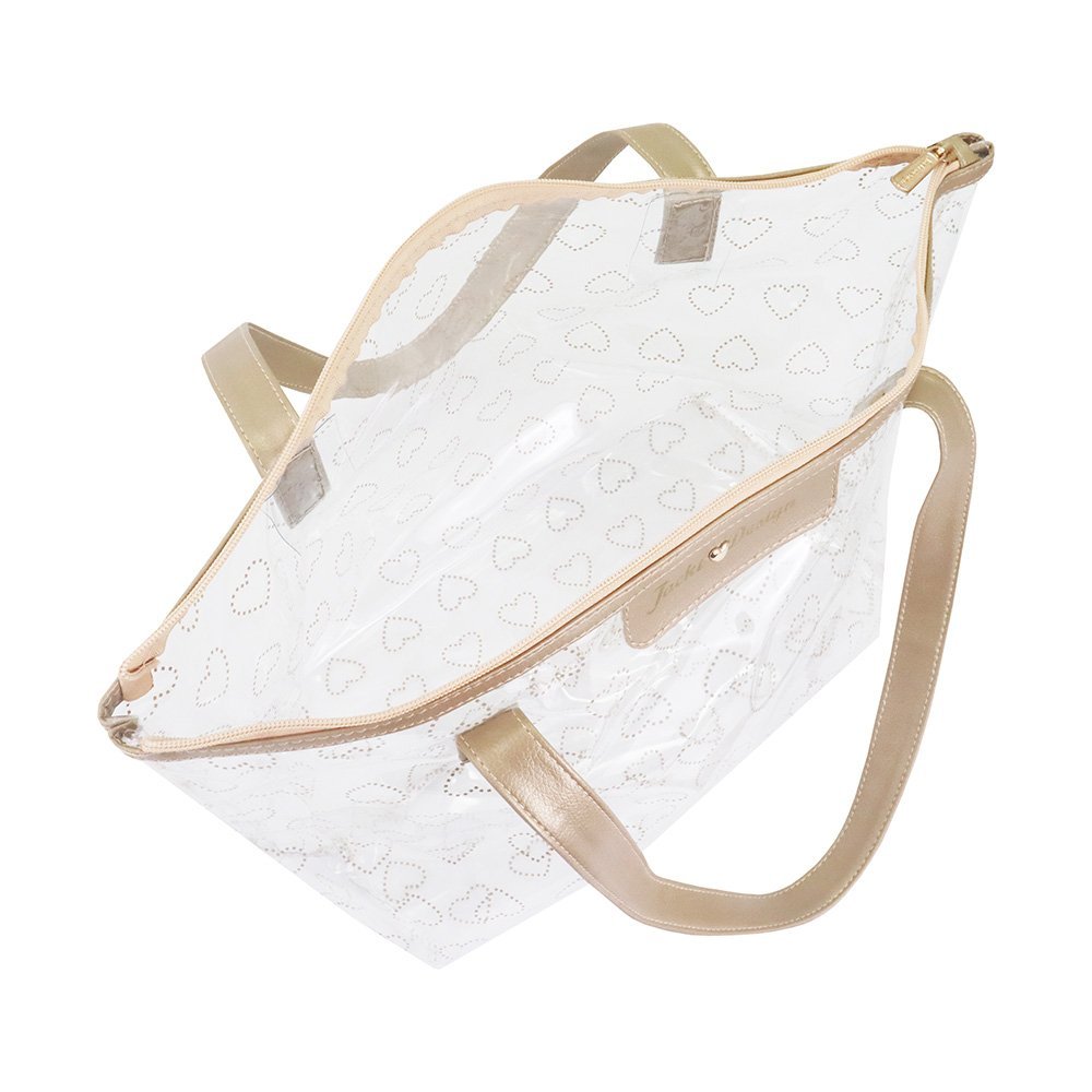 Kit de Bolsa Transparente e Frascos de Viagem de 7 Peças Bege 4