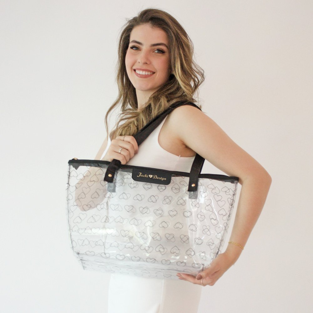 Kit Bolsa Transparente + Necessaire Rocambole Preto 5