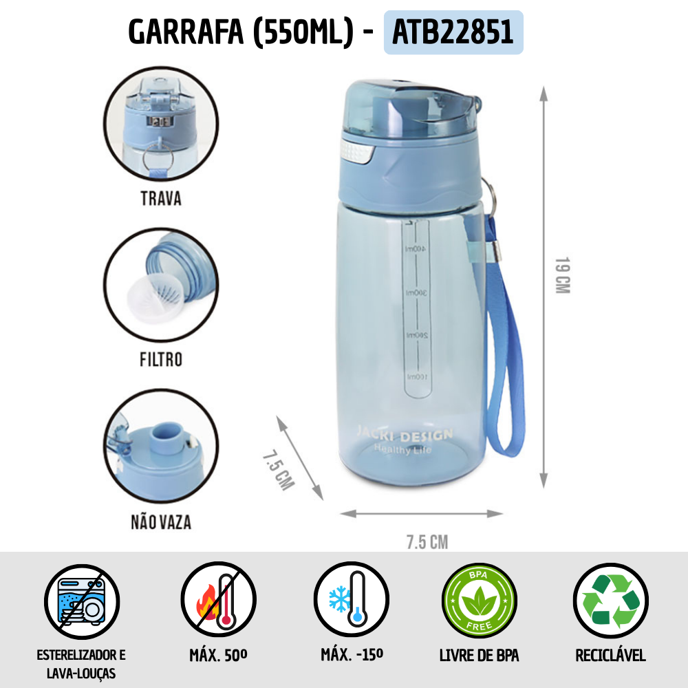 Garrafa 500ml Jacki Design - JOY Azul 2