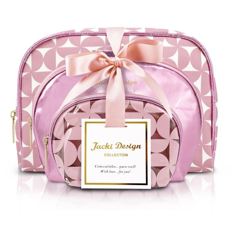 Kit de Necessaire com 3 pçs Glitz Jacki Design Rosa 1