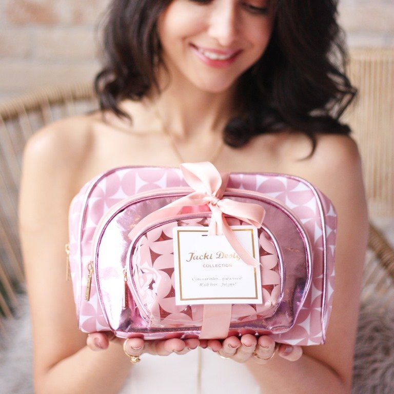 Kit de Necessaire com 3 pçs Glitz Jacki Design Rosa 5