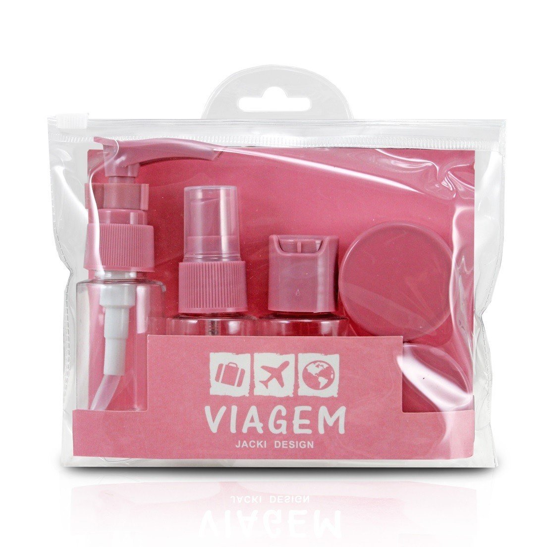 Kit Organizador de Malas + Frascos de Viagem 7 pcs Rosa 3