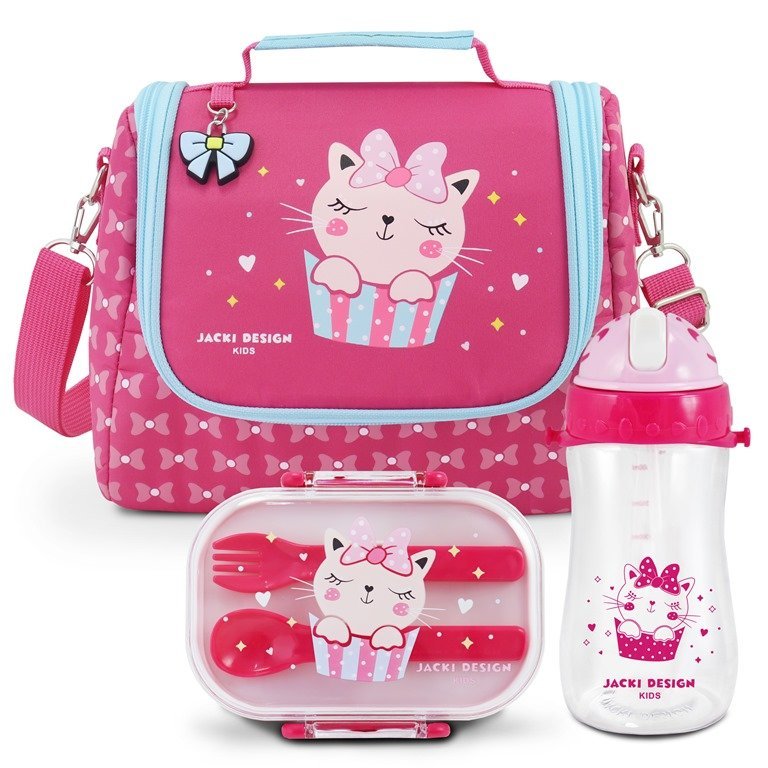 Kit Lancheira Térmica com Garrafa 460ml e Pote p/ lanche de 2 Andares 400ml Pink 1