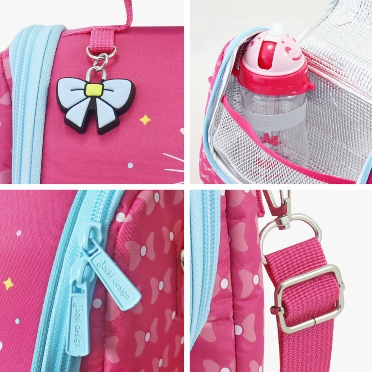 Kit Lancheira Térmica com Garrafa 460ml e Pote p/ lanche de 2 Andares 400ml Pink 6