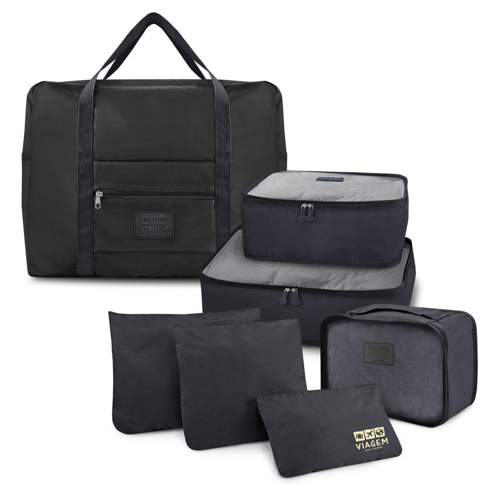 Kit Organizador de Malas 6pcs, Bolsa Dobrável GG -Azul