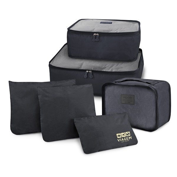 Kit Organizador de Malas 6pcs, Bolsa Dobrável GG -Azul Preto 2