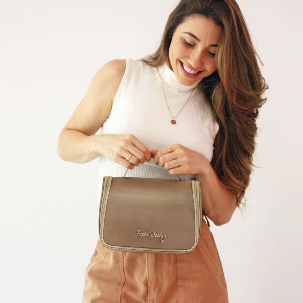 Necessaire de Viagem c/ Gancho - Premium Amarelo Claro Marrom 10