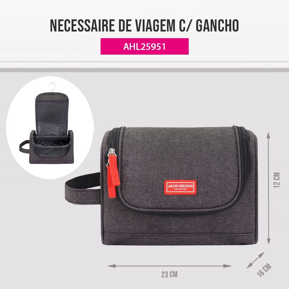 Necessaire de Viagem c/ Gancho Preto Preto 2