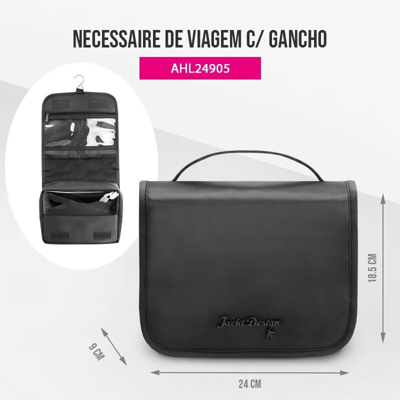 Necessaire de Viagem c/ Gancho - Premium Amarelo Claro Preto 7