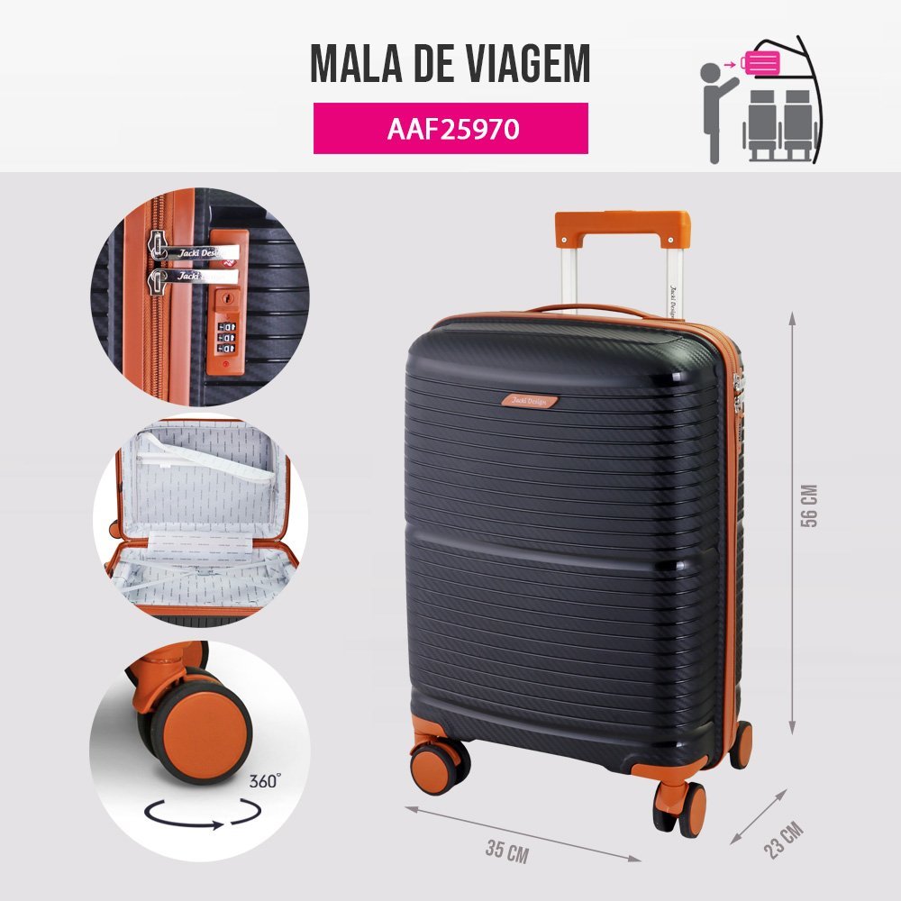 Mala de Bordo Vintage Jacki Design - Preto Preto 3