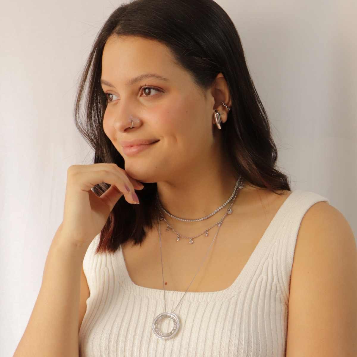 Choker Folheado a Ródio Riviera Pontos de Luz Zircônia Prata 4