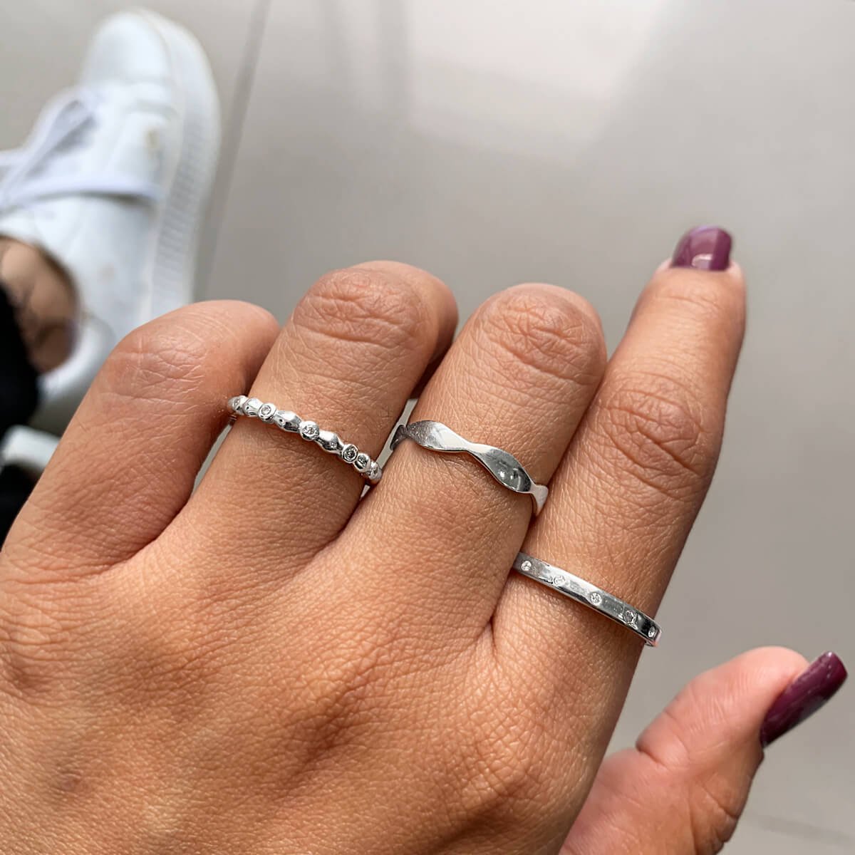 Anel Prata 925 Aparador Ondulado Prata 2