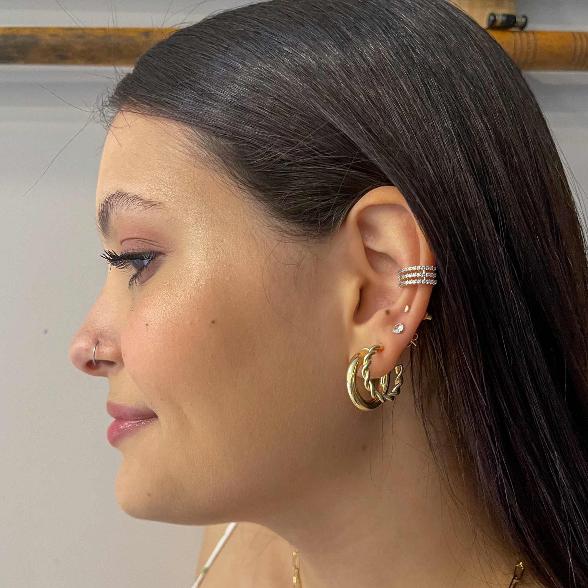 Argola Folheada a Ouro 18k Fio Torcido P Ouro 18k 11