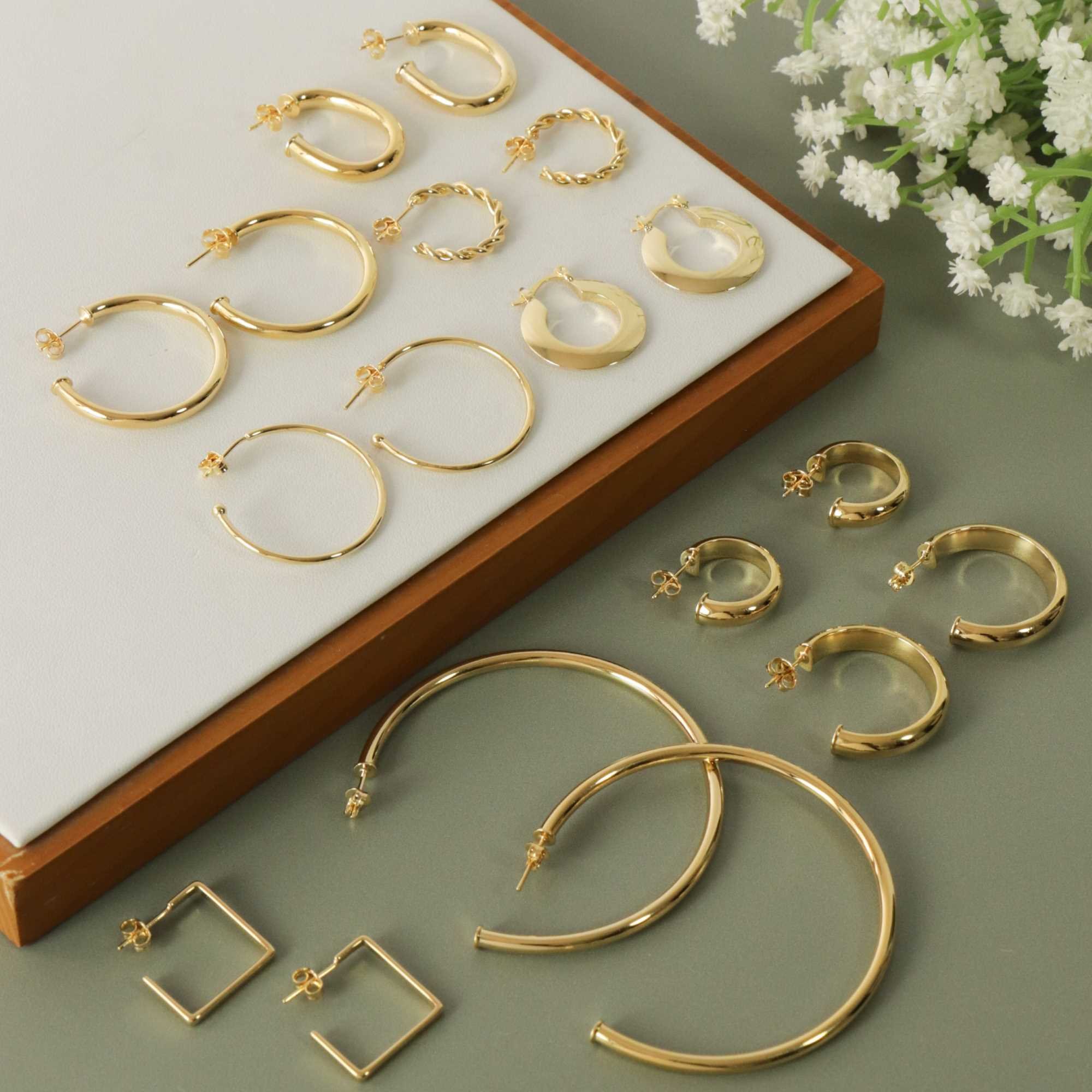 Argola Folheada a Ouro 18k Fio Torcido P Ouro 18k 7