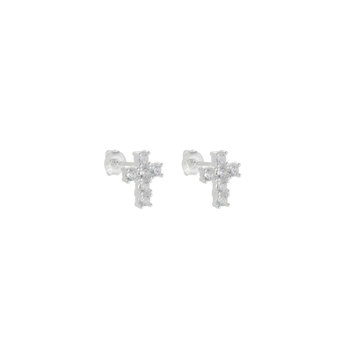 Brinco Prata 925 Crucifixo Zircônia