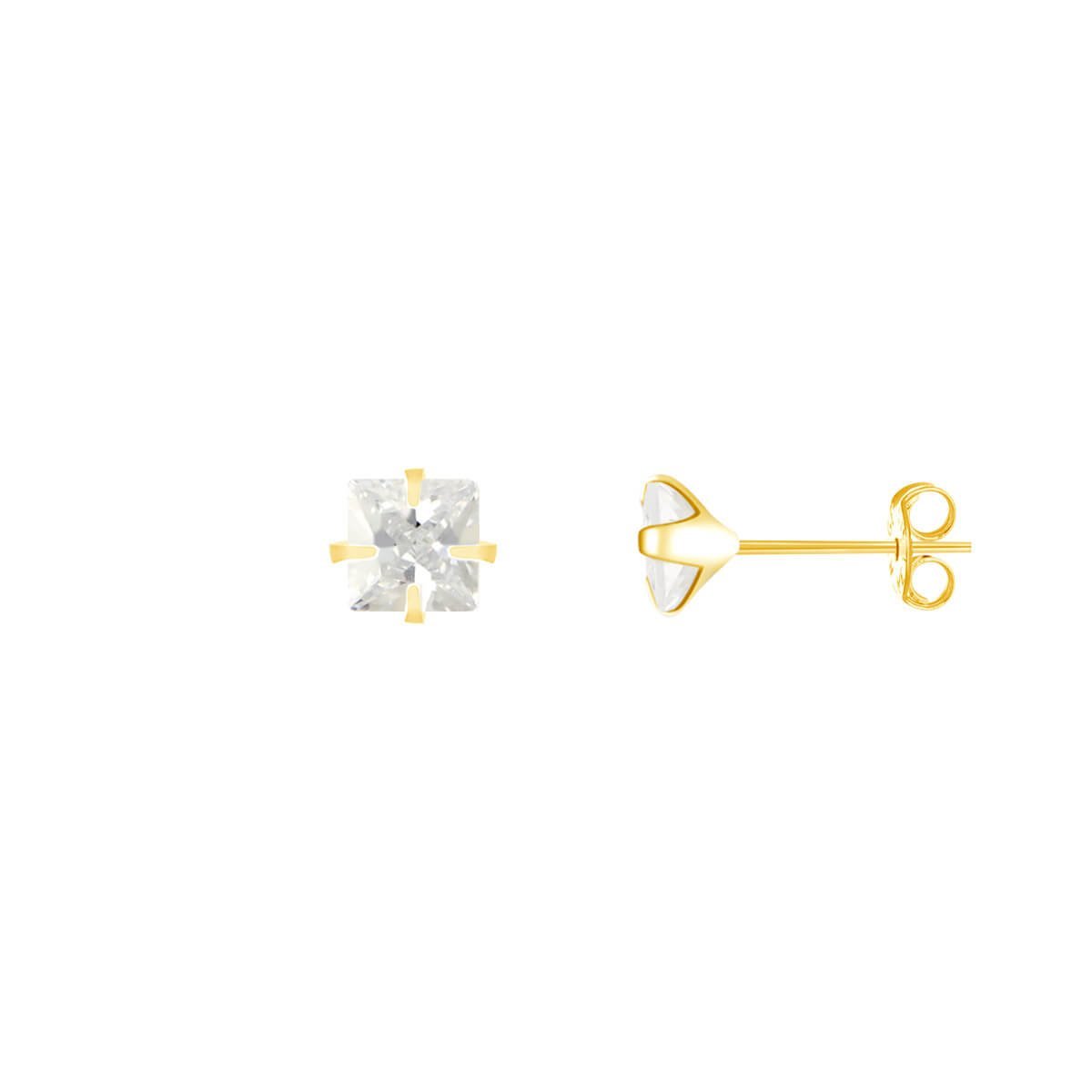 Brinco Folheado a Ouro 18k Zircônia Quadrada 7mm Dourado 1