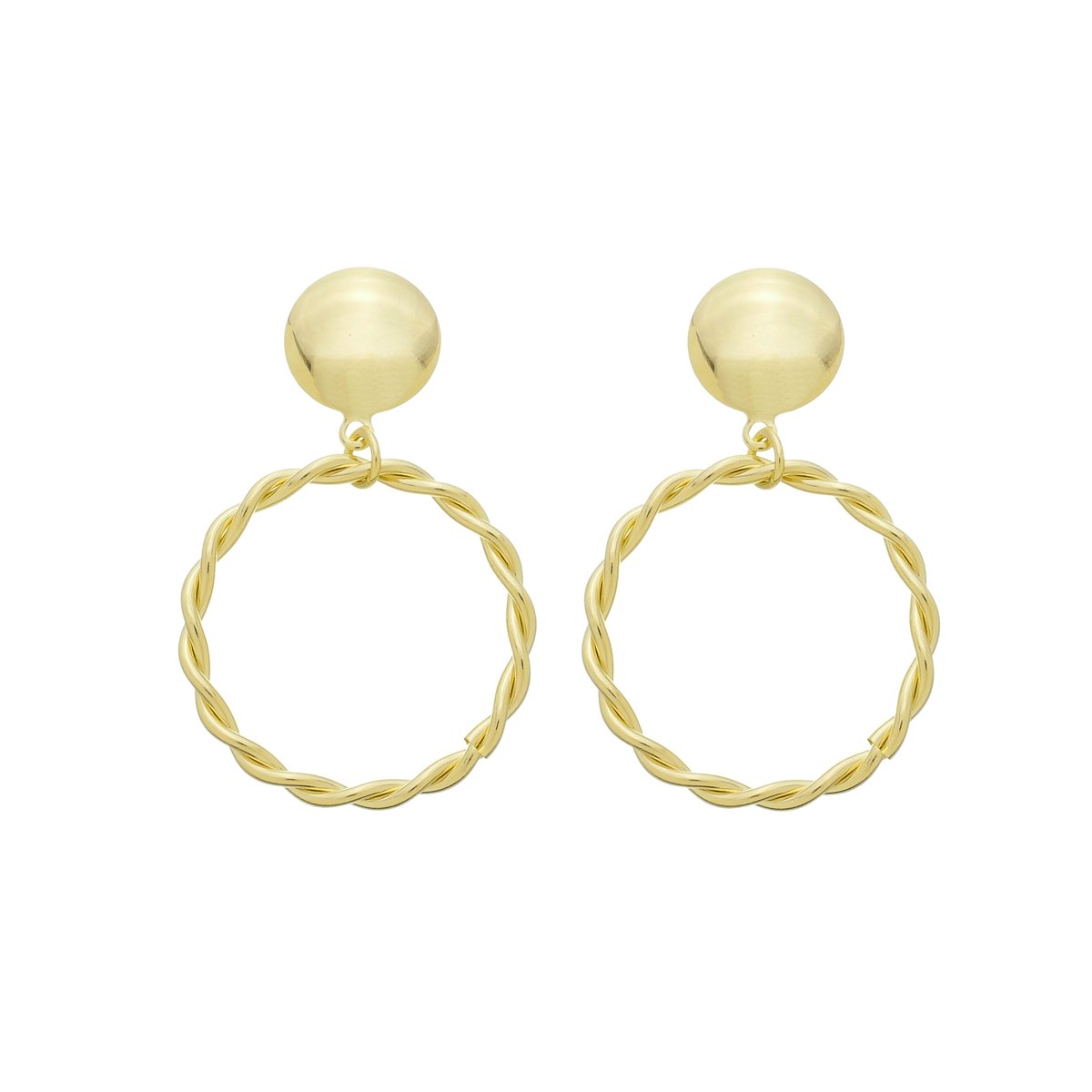 Brinco Folheado a Ouro 18k Pingente Aro Torcido