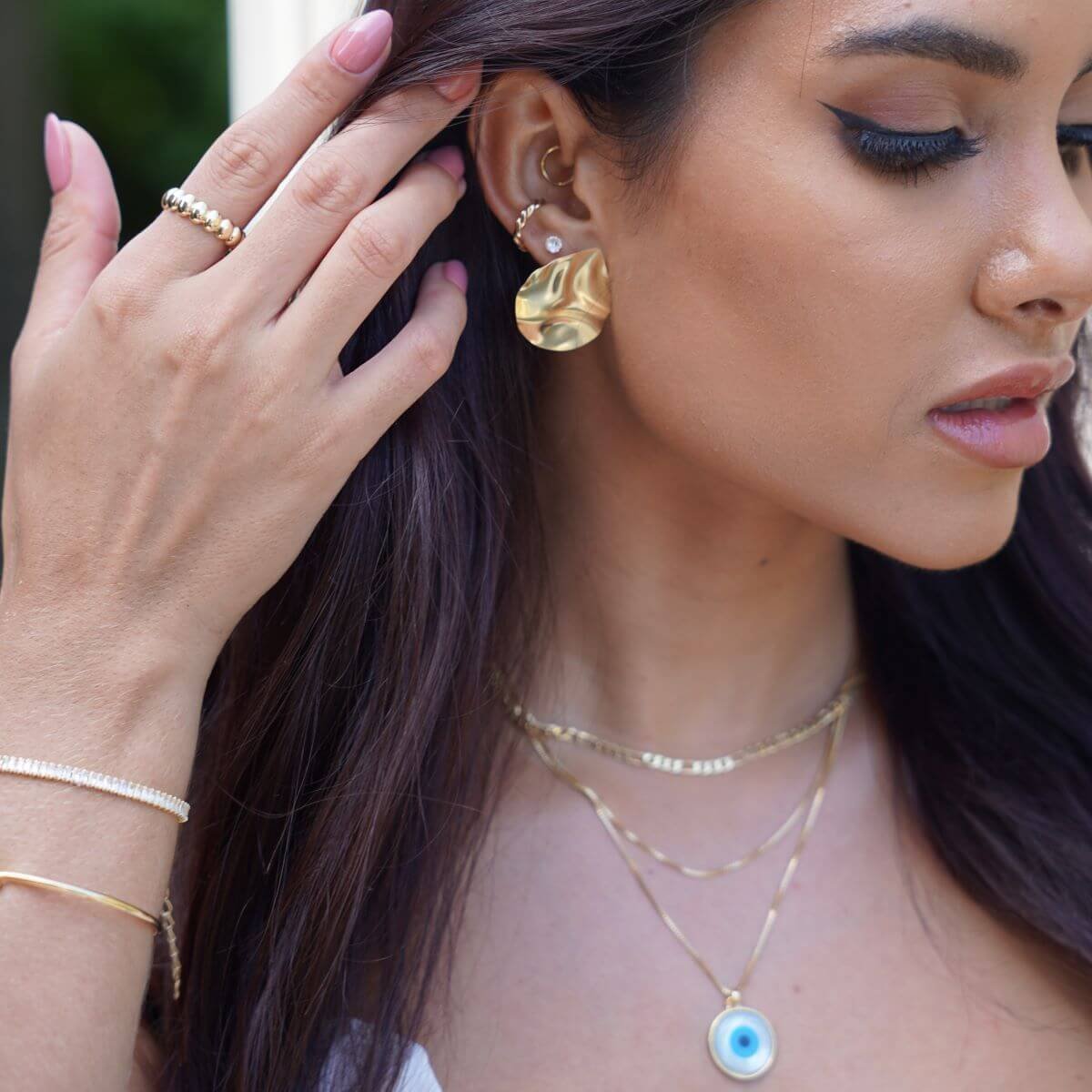 Anel Folheado a Ouro 18k Orgânico Gomos Dourado 3