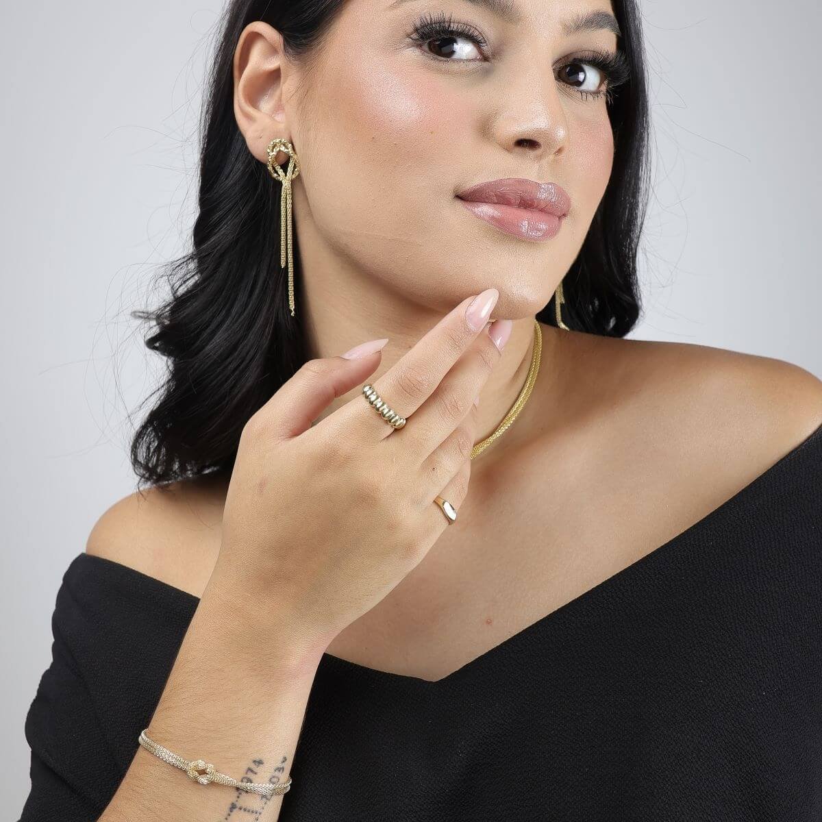 Anel Folheado a Ouro 18k Orgânico Gomos Dourado 5