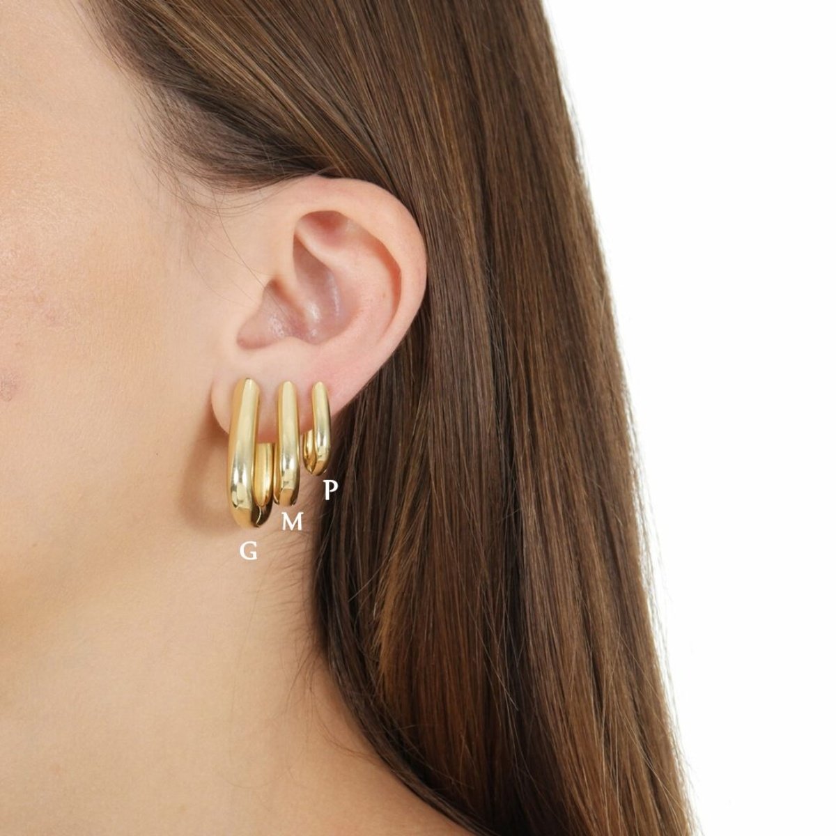 Kit Folheado a Ouro 18k Triangular Lisa M e G Dourado 2