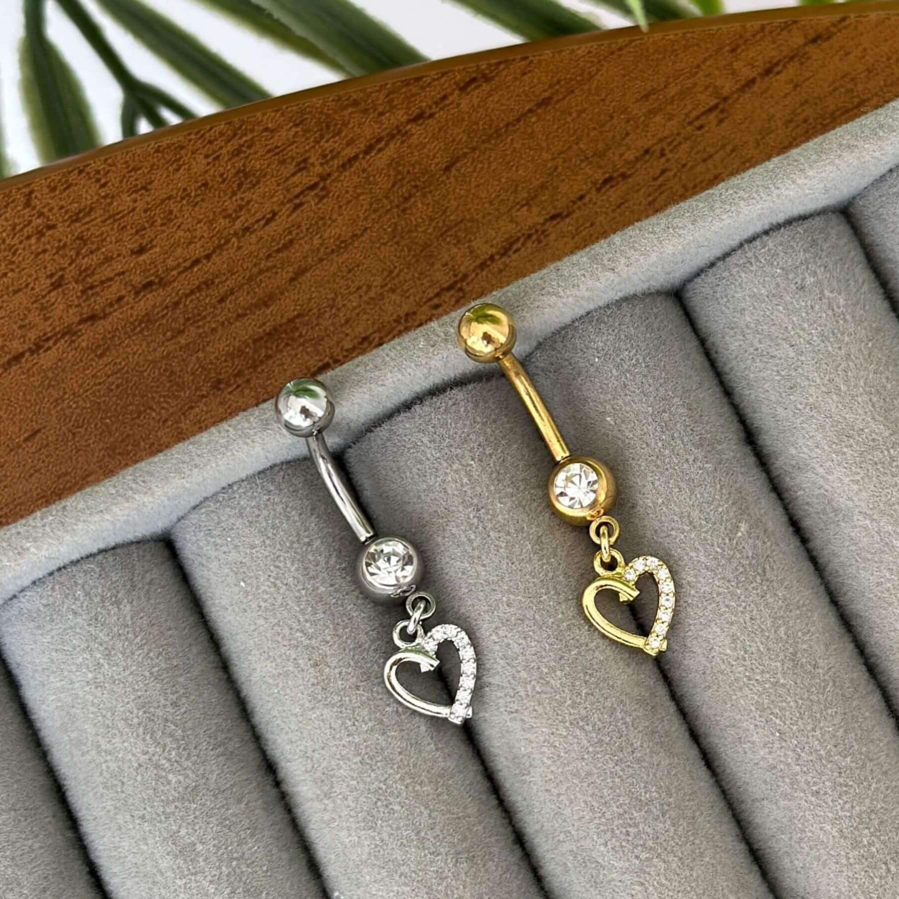 Piercing Umbigo Aço Pingente Coração P Prata 3