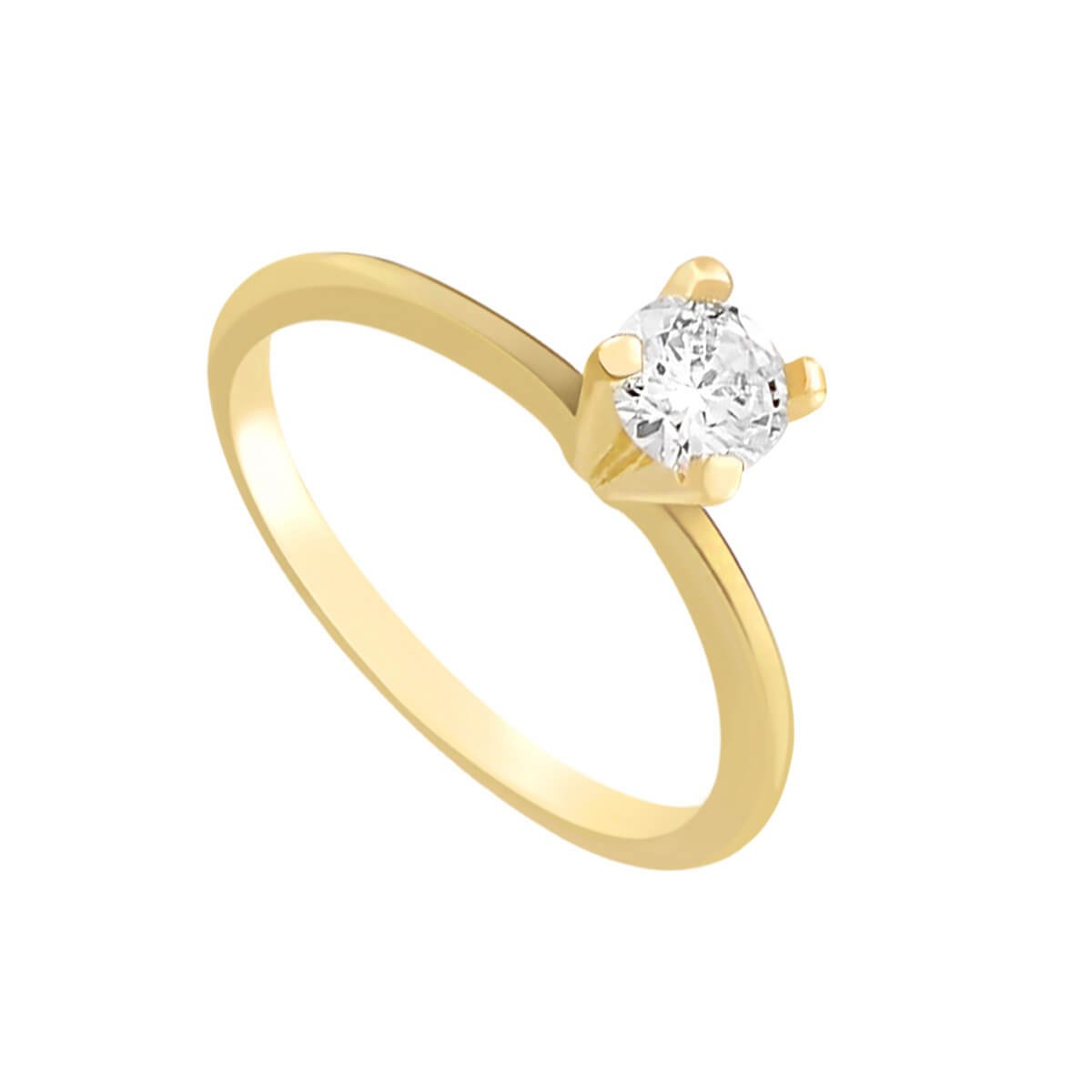 Anel Folheado a Ouro 18k Solitário Zircônia G 5mm Dourado 1