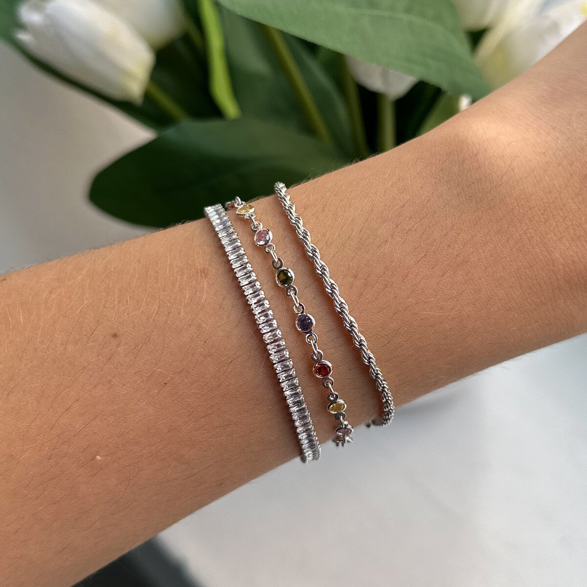 Pulseira Folheado a Ródio Cordão Baiano Fina Prata 3