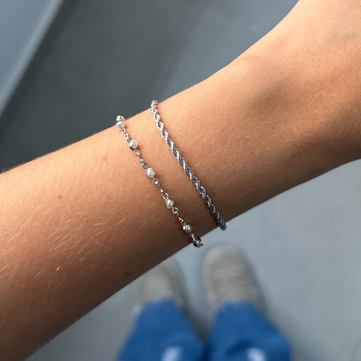 Pulseira Folheado a Ródio Cordão Baiano Fina Prata 4