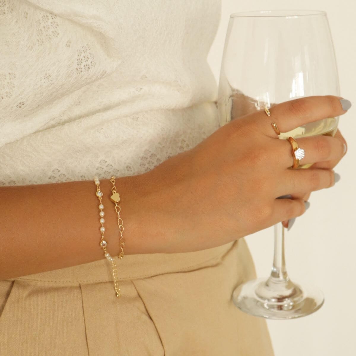 Pulseira Folheado a Ouro 18k Corações Conectados Pingente Coração Dourado 3