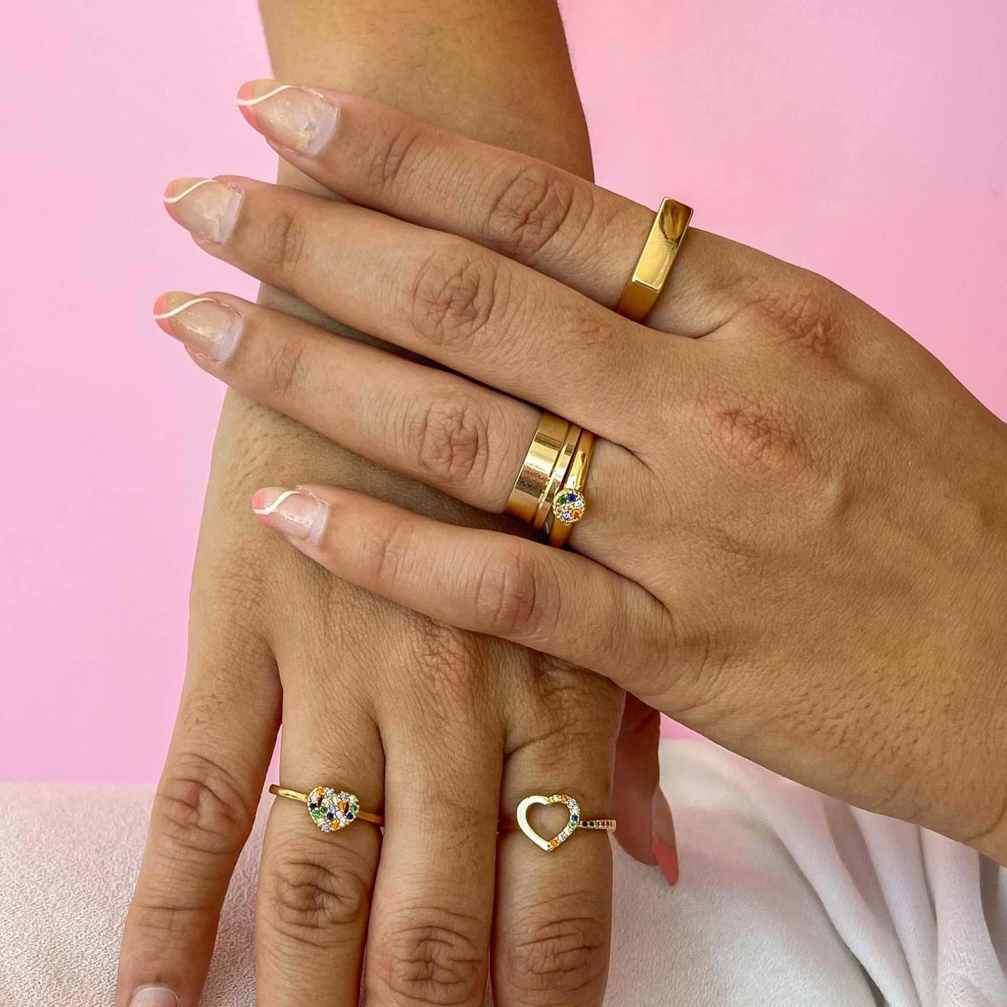 Anel Folheado a Ouro 18k Chuveirinho Zircônia Colorida Ouro 18k 2